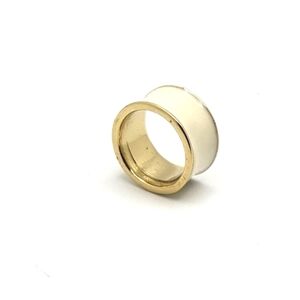 🆓️ FREE ADD ON TO BUNDLE Yellow Gold Cream Enamel Wide Ring Size 4.5